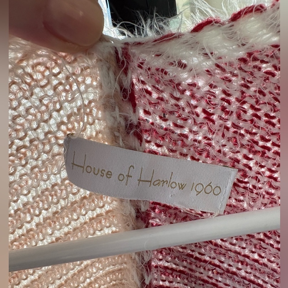 House of Harlow CLOSET CLEANOUT 1960 cardigan one size  red and cream - Picture 4 of 6